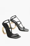 Ferragamo Leather Strappy Sandals With Sculptural Square Toe In Black