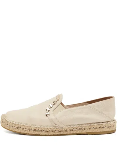 Pre-owned Ferragamo Leather Espadrille Shoes In Neutral