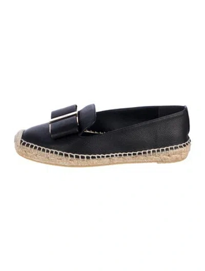 Pre-owned Ferragamo Leather Espadrilles In Black