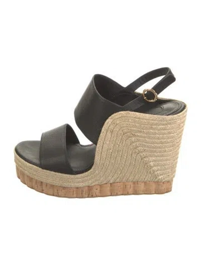 Pre-owned Ferragamo Leather Espadrilles In Black