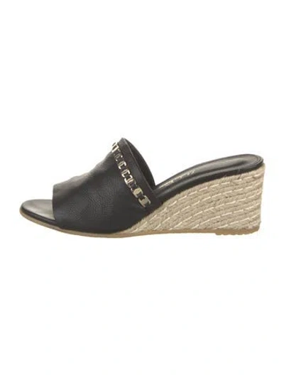 Pre-owned Ferragamo Leather Espadrilles In Black