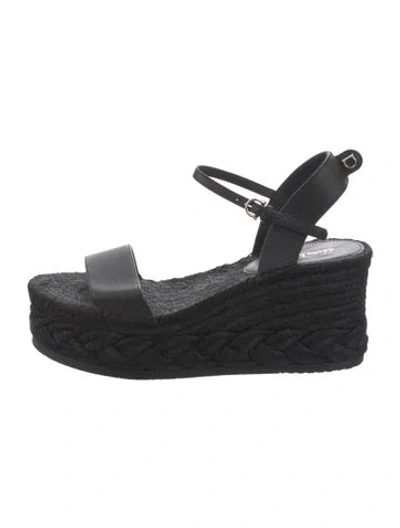 Pre-owned Ferragamo Leather Espadrilles In Black