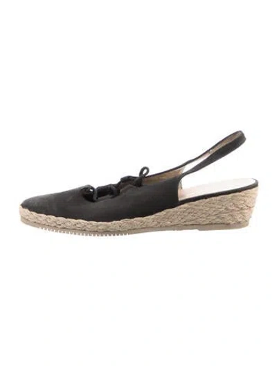 Pre-owned Ferragamo Leather Espadrilles In Black