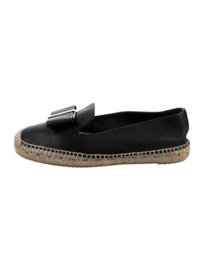 Pre-owned Ferragamo Leather Espadrilles In Black