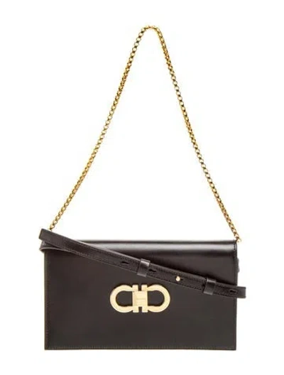 Pre-owned Ferragamo Leather Evening Bag In Black