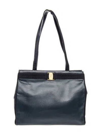 Pre-owned Ferragamo Leather Evening Bag In Blue