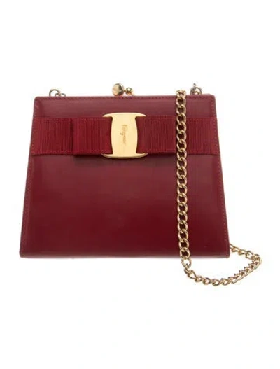 Pre-owned Ferragamo Leather Evening Bag In Red