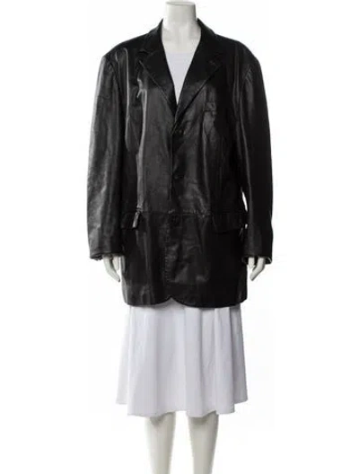 Pre-owned Ferragamo Leather Evening Jacket In Black