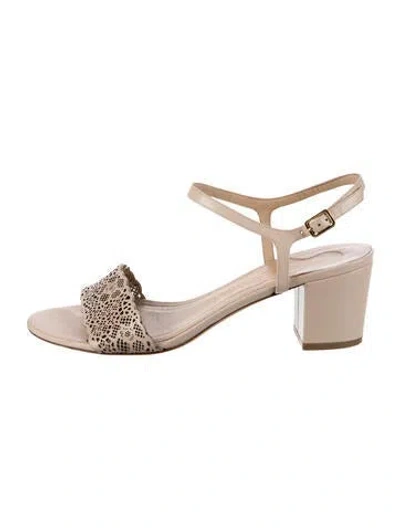 Pre-owned Ferragamo Leather Eyelet Trim Sandals In Neutral