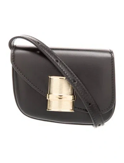 Pre-owned Ferragamo Leather Fiamma In Black