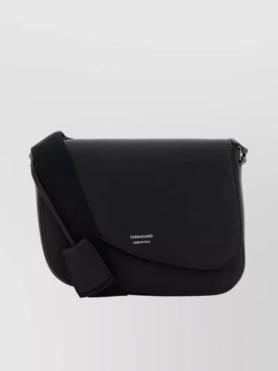 Ferragamo Leather Fiamma Crossbody Bag In Black