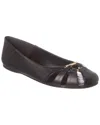 Ferragamo Gancini Ornament Flat Ballerina Shoes In Black