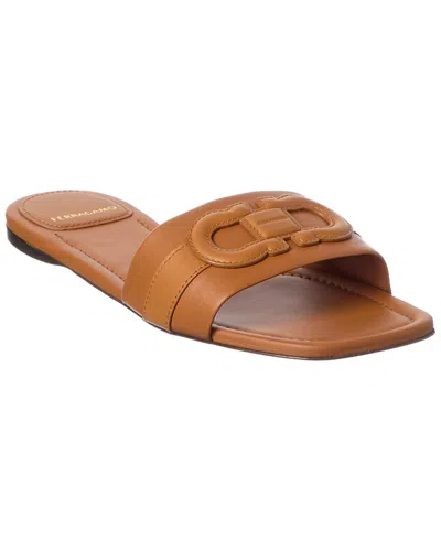 Ferragamo Leather Flat Sandal In Multi