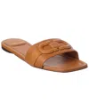 Ferragamo Leather Flat Sandal In Brown