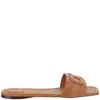 Ferragamo Leather Flat Sandals With Logo