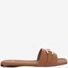 Ferragamo 'leah' Brown Slide Sandals In Leather Brown