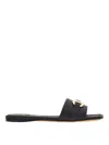 Ferragamo Square Lambskin Sandals Gold-tone Hardware In Black