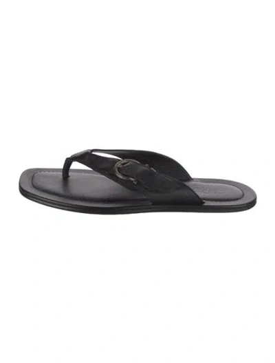Pre-owned Ferragamo Leather Flip Flops In Black