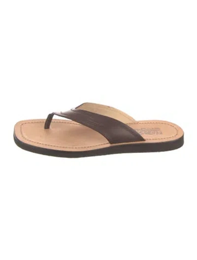 Pre-owned Ferragamo Leather Flip Flops In Brown