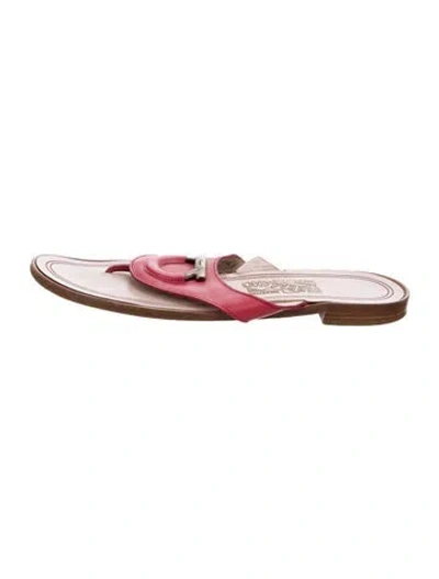 Pre-owned Ferragamo Leather Flip Flops In Pink