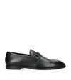 Ferragamo Foster Gancini Loafers In Hammered Leather In Black