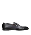 Ferragamo Black Gancini Plaque Leather Loafers - Men's - Calfskin/goat Skin/rubber In Navy