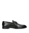 Ferragamo Black Gancini Plaque Leather Loafers - Men's - Calfskin/goat Skin/rubber In Black