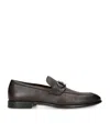 Ferragamo Foster Gancini Loafers In Hammered Leather In Brown