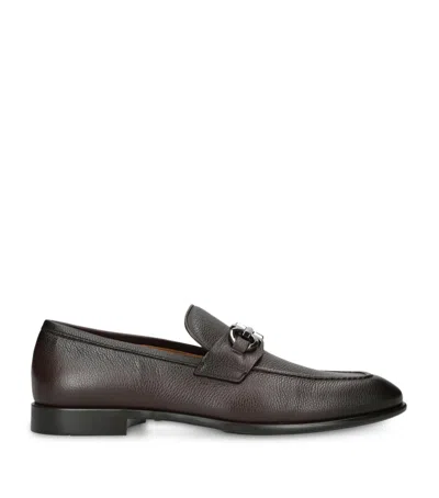 FERRAGAMO LEATHER FOSTER GANCHO LOAFERS