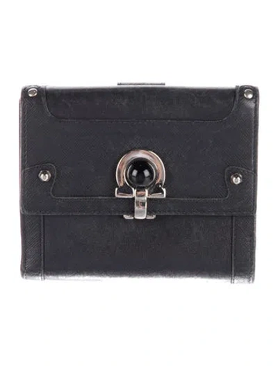 Pre-owned Ferragamo Leather French Purse In Black