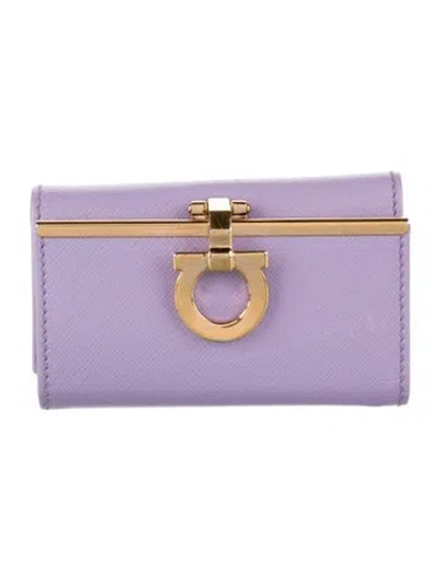 Pre-owned Ferragamo Leather French Purse In Purple