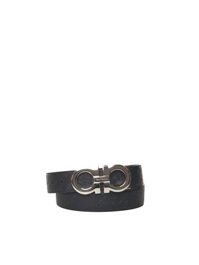 Ferragamo Leather Gancini Belt In Black