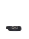 Ferragamo Leather Gancini Belt In Black