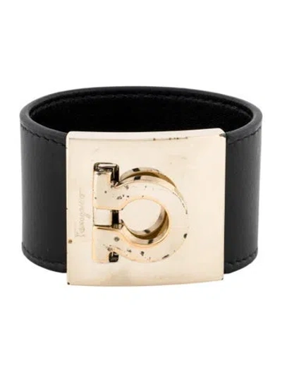 Pre-owned Ferragamo Leather Gancini Buckle Bracelet, 6.25" In Multi