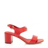 Ferragamo Leather Gancini Cayla Sandals In Red