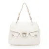 Ferragamo Leather Gancini Double Pocket Shoulder Bag In White