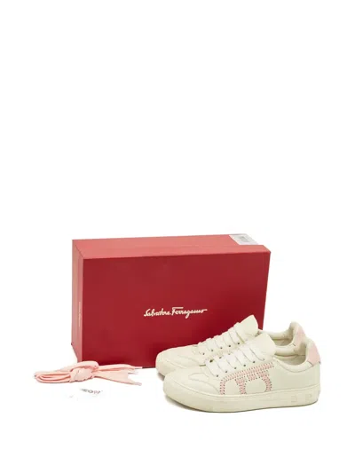 Pre-owned Ferragamo Leather Gancini Sneakers In Neutral