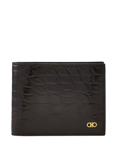 Ferragamo Leather Gancini Wallet In Brown