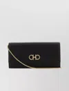 Ferragamo Leather Gancini Wallet Gold-tone Hardware In Black