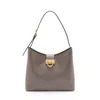 Ferragamo Leather Gancio Trifolio Large Shoulder Bag In Gray