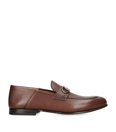 Ferragamo Leather Gin Loafers In Brown
