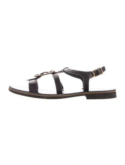 Pre-owned Ferragamo Leather Gladiator Sandals In Black