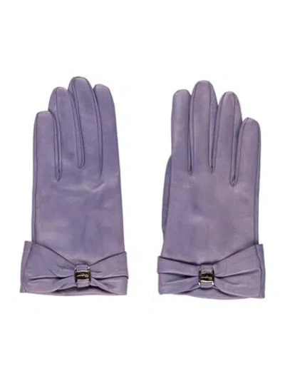 Pre-owned Ferragamo Leather Gloves In Purple