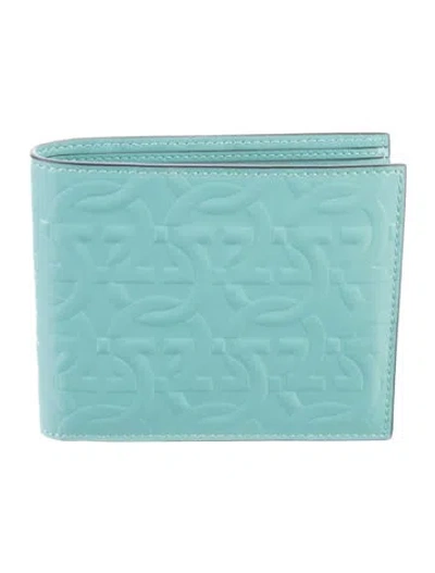 Pre-owned Ferragamo Leather Graphic Print Bifold Wallet In Blue