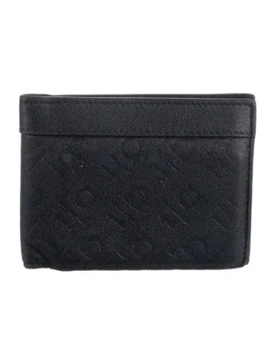 Pre-owned Ferragamo Leather Graphic Print Bifold Wallet In Blue