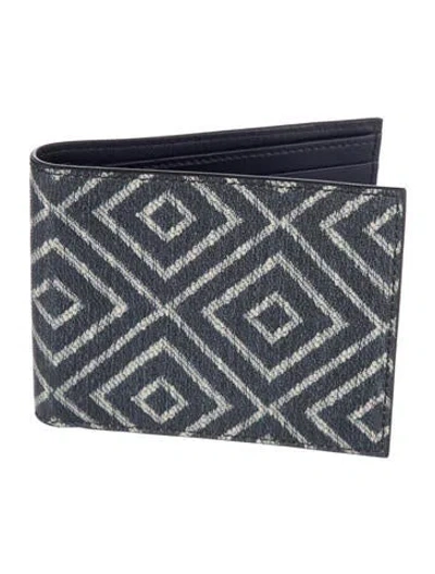 Pre-owned Ferragamo Leather Graphic Print Bifold Wallet In Blue