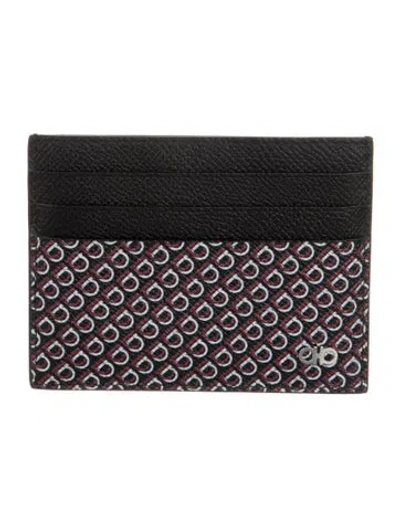 Pre-owned Ferragamo Leather Graphic Print Card Holder In Black