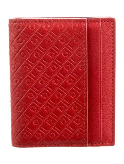 Pre-owned Ferragamo Leather Graphic Print Card Holder In Red