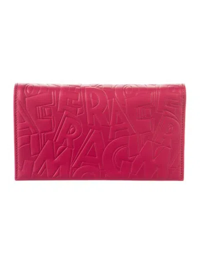 Pre-owned Ferragamo Leather Graphic Print Continental Wallet In Pink
