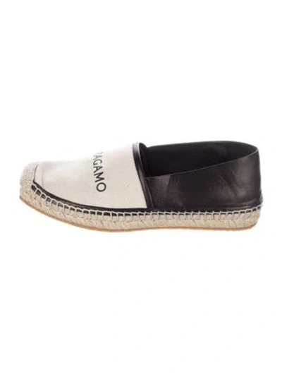 Pre-owned Ferragamo Leather Graphic Print Espadrilles In Black
